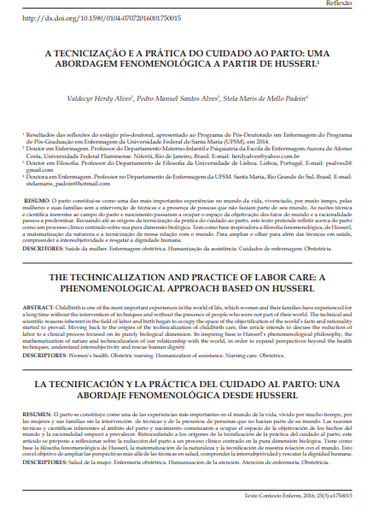 THE TECHNICALIZATION AND PRACTICE OF LABOR CARE: A PHENOMENOLOGICAL APPROACH BASED ON HUSSERL