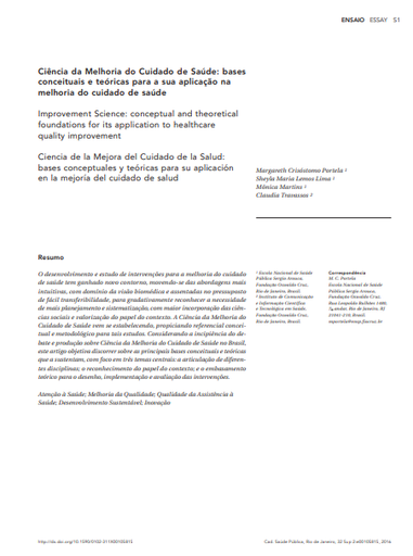 Improvement Science: conceptual and theoretical foundations for its application to healthcare quality improvement