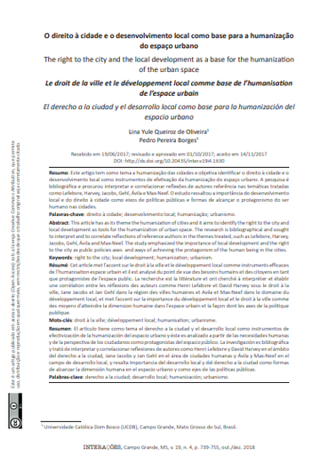 O direito à cidade e o desenvolvimento local como base para a humanização do espaço urbano