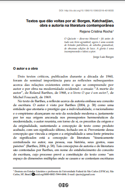 Textos que dão voltas por aí: Borges, Katchadjian, obra e autoria na literatura contemporânea