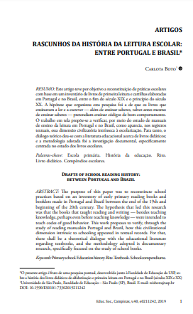 RASCUNHOS DA HISTÓRIA DA LEITURA ESCOLAR: ENTRE PORTUGAL E BRASIL