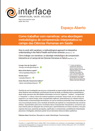 Como trabalhar com narrativas: uma abordagem metodológica de compreensão interpretativa no campo das Ciências Humanas em Saúde