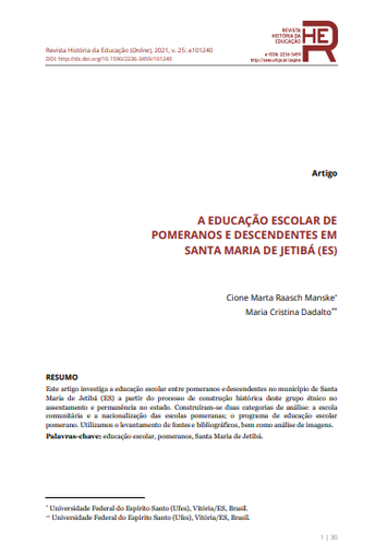 A EDUCAÇÃO ESCOLAR DE POMERANOS E DESCENDENTES EM SANTA MARIA DE JETIBÁ (ES)