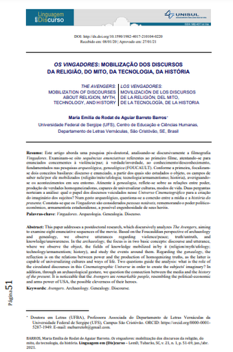 OS VINGADORES: MOBILIZAÇÃO DOS DISCURSOS DA RELIGIÃO, DO MITO, DA TECNOLOGIA, DA HISTÓRIA