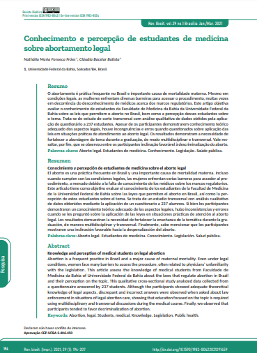 Conhecimento e percepção de estudantes de medicina sobre abortamento legal