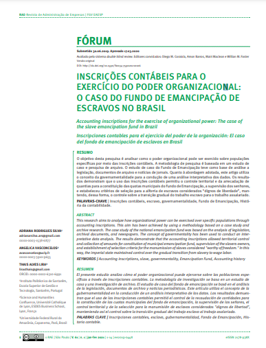 INSCRIÇÕES CONTÁBEIS PARA O EXERCÍCIO DO PODER ORGANIZACIONAL: O CASO DO FUNDO DE EMANCIPAÇÃO DE ESCRAVOS NO BRASIL