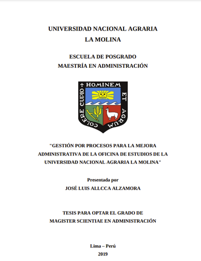 Gestión por procesos para la mejora administrativa de la Oficina de Estudios de la UNALM