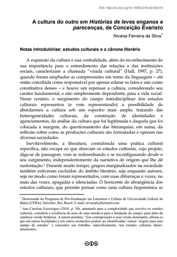 A cultura do outro em Histórias de leves enganos e parecenças, de Conceição Evaristo