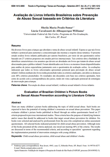 Avaliação de Livros Infantis Brasileiros sobre Prevenção de Abuso Sexual baseada em Critérios da Literatura