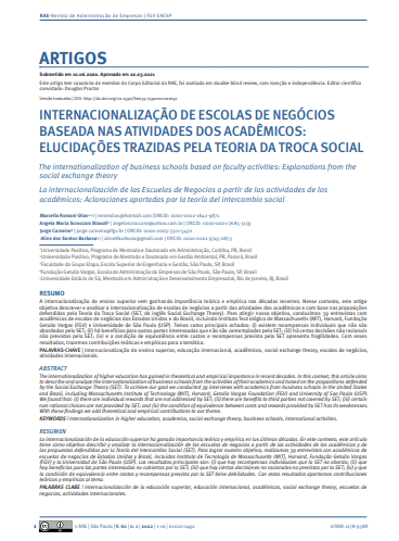 THE INTERNATIONALIZATION OF BUSINESS SCHOOLS BASED ON FACULTY ACTIVITIES: EXPLANATIONS FROM THE SOCIAL EXCHANGE THEORY