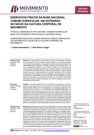 EXERCÍCIOS FÍSICOS NA BASE NACIONAL COMUM CURRICULAR: UM ESTRANHO NO NICHO DA CULTURA CORPORAL DE MOVIMENTO