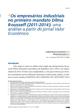 Os empresários industriais no primeiro mandato Dilma Rousseff (2011-2014): uma análise a partir do jornal Valor Econômico