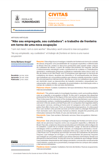 “Não sou empregada, sou cuidadora”: o trabalho de fronteira em torno de uma nova ocupação