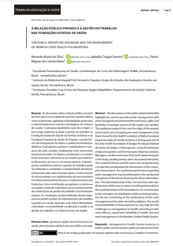 A RELAÇÃO PÚBLICO-PRIVADO E A GESTÃO DO TRABALHO NAS FUNDAÇÕES ESTATAIS DE SAÚDE