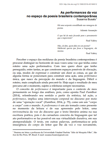 As performances da voz no espaço da poesia brasileira contemporânea