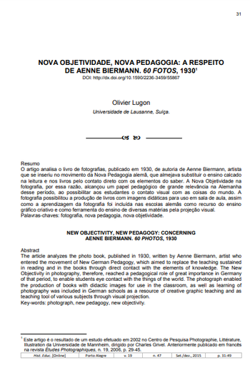 NOVA OBJETIVIDADE, NOVA PEDAGOGIA: A RESPEITO DE AENNE BIERMANN.60 FOTOS, 1930