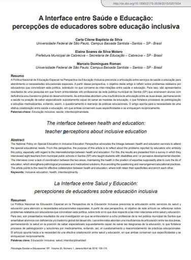 A Interface entre Saúde e Educação: percepções de educadores sobre educação inclusiva