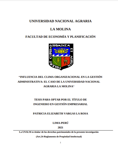 Influencia del clima organizacional en la gestión administrativa: el caso de la UNALM