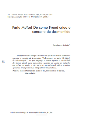 Parla Moïse! De como Freud criou o conceito de desmentido