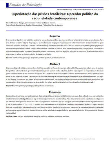 Superlotação das prisões brasileiras: Operador político da racionalidade contemporânea