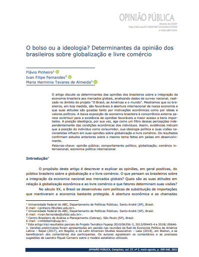 O bolso ou a ideologia? Determinantes da opinião dos brasileiros sobre globalização e livre comércio