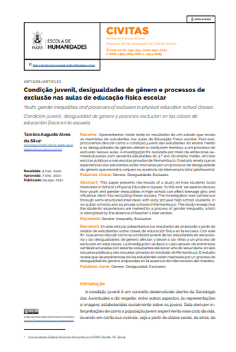 Condição juvenil, desigualdades de gênero e processos de exclusão nas aulas de educação física escolar