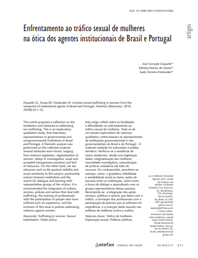 Enfrentamento ao tráfico sexual de mulheres na ótica dos agentes institucionais de Brasil e Portugal