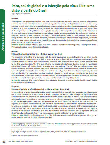 Ética, saúde global e a infecção pelo vírus Zika: uma visão a partir do Brasil