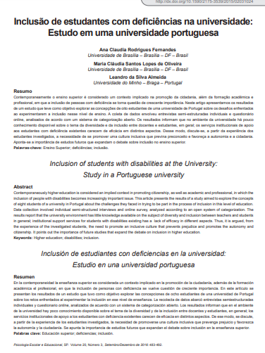 Inclusão de estudantes com deficiências na universidade: Estudo em uma universidade portuguesa