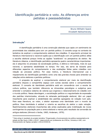 Identificação partidária e voto. As diferenças entre petistas e peessedebistas