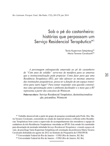 Sob o pé do castanheiro: histórias que perpassam um Serviço Residencial Terapêutico