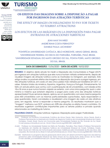 OS EFEITOS DAS IMAGENS SOBRE A DISPOSICÃO A PAGAR POR INGRESSOS DAS ATRAÇÕES TURÍSTICAS
