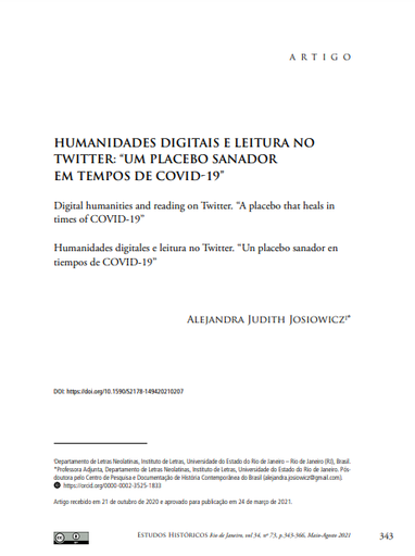 HUMANIDADES DIGITAIS E LEITURA NO TWITTER: “UM PLACEBO SANADOR EM TEMPOS DE COVID-19”