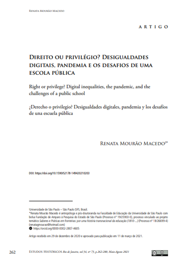 Direito ou privilégio? Desigualdades digitais, pandemia e os desafios de uma escola pública