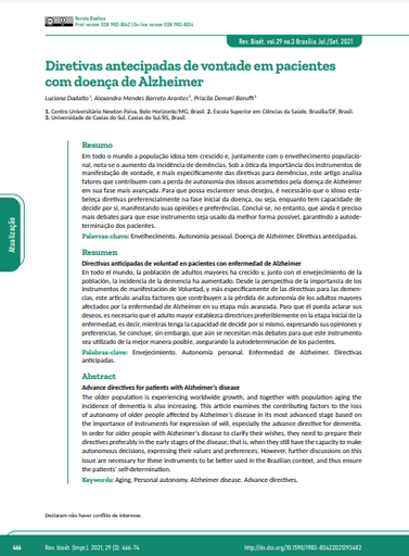 Diretivas antecipadas de vontade em pacientes com doença de Alzheimer
