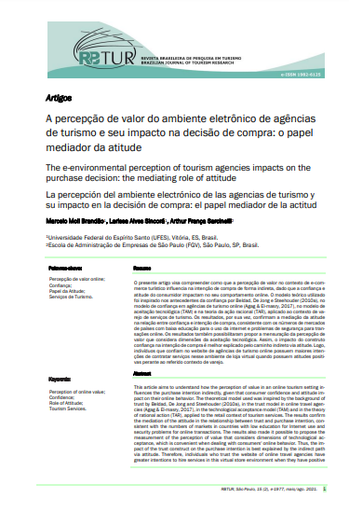 A percepção de valor do ambiente eletrônico de agências de turismo e seu impacto na decisão de compra: o papel mediador da atitude