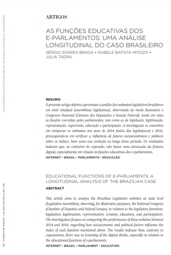 As funções educativas dos e-parlamentos: uma análise longitudinal do caso brasileiro