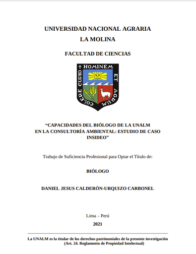 Capacidades del biólogo de la UNALM en la consultoría ambiental: estudio de casi INSIDEO