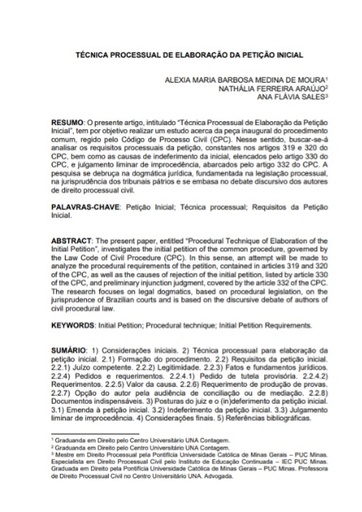 Técnica processual de elaboração da petição inicial