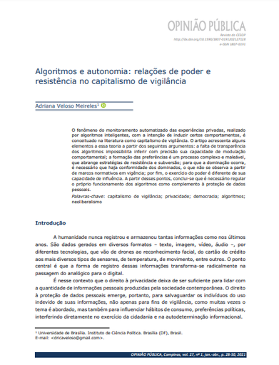 Algoritmos e autonomia: relações de poder e resistência no capitalismo de vigilância
