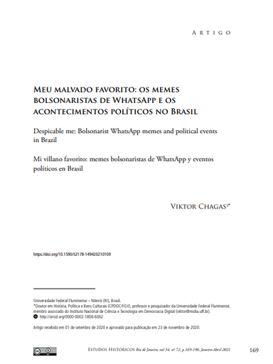 Meu malvado favorito: os memes bolsonaristas de WhatsApp e os acontecimentos políticos no Brasil