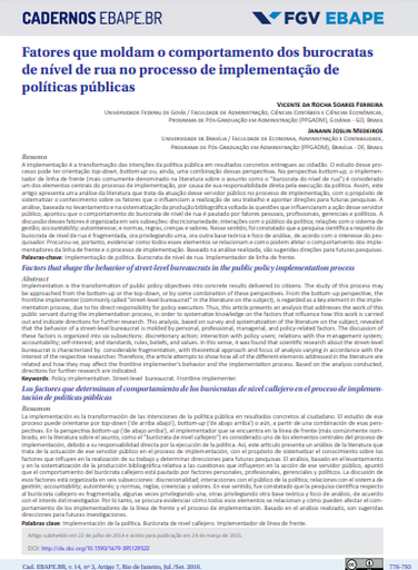 Fatores que moldam o comportamento dos burocratas de nível de rua no processo de implementação de políticas públicas