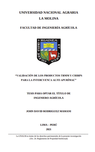 Validación de los productos TRMM y CHIRPS para la intercuenca Alto Apurímac