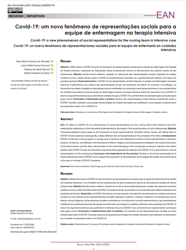 Covid-19: um novo fenômeno de representações sociais para a equipe de enfermagem na terapia intensiva