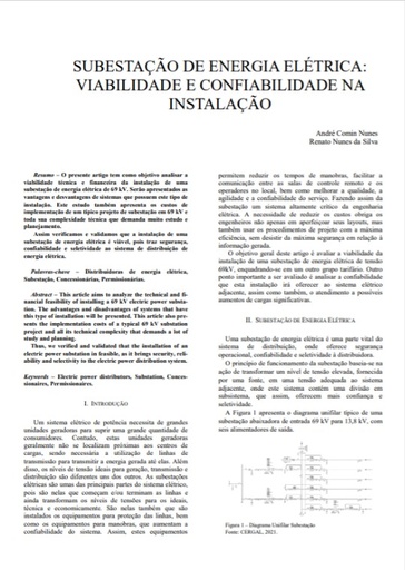 Subestação de energia elétrica: viabilidade e confiabilidade na instalação