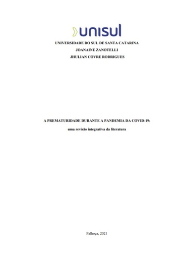 A prematuridade durante a pandemia da COVID-19: uma revisão integrativa da literatura