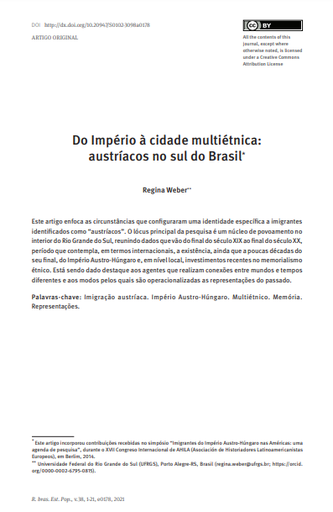 Do Império à cidade multiétnica: austríacos no sul do Brasil