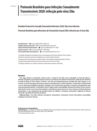 Protocolo Brasileiro para Infecções Sexualmente Transmissíveis 2020: infecção pelo vírus Zika