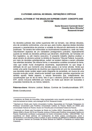 O ativismo judicial no Brasil: Definições e Críticas