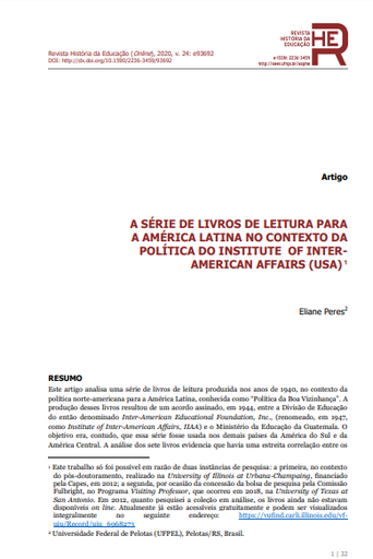 A SÉRIE DE LIVROS DE LEITURA PARA A AMÉRICA LATINA NO CONTEXTO DA POLÍTICA DO INSTITUTE OF INTER-AMERICAN AFFAIRS (USA)